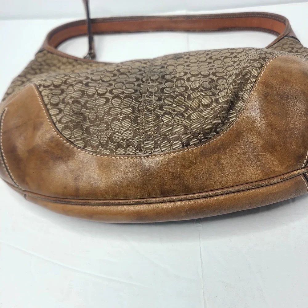Vintage Coach Hampton Signature C Jacquard Hobo Bag Brown Tan A3K-6617 Y2K